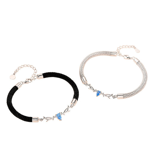 You Always Here Designed His and Hers Couple Silver Bracelets