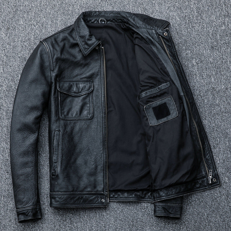 Vintage Motorcycle Cowhide Leather Jackets for Men