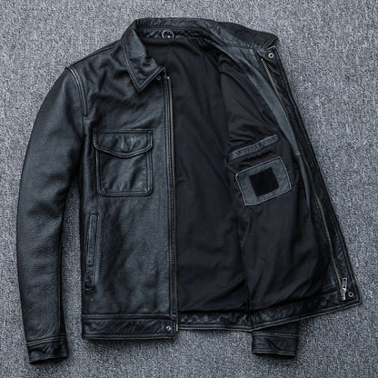 Vintage Motorcycle Cowhide Leather Jackets for Men