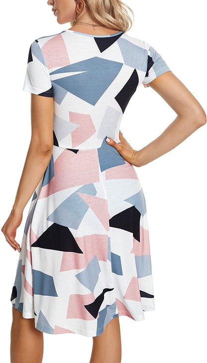 Casual Summer Sunflower Print Daily Women Sun Dresses