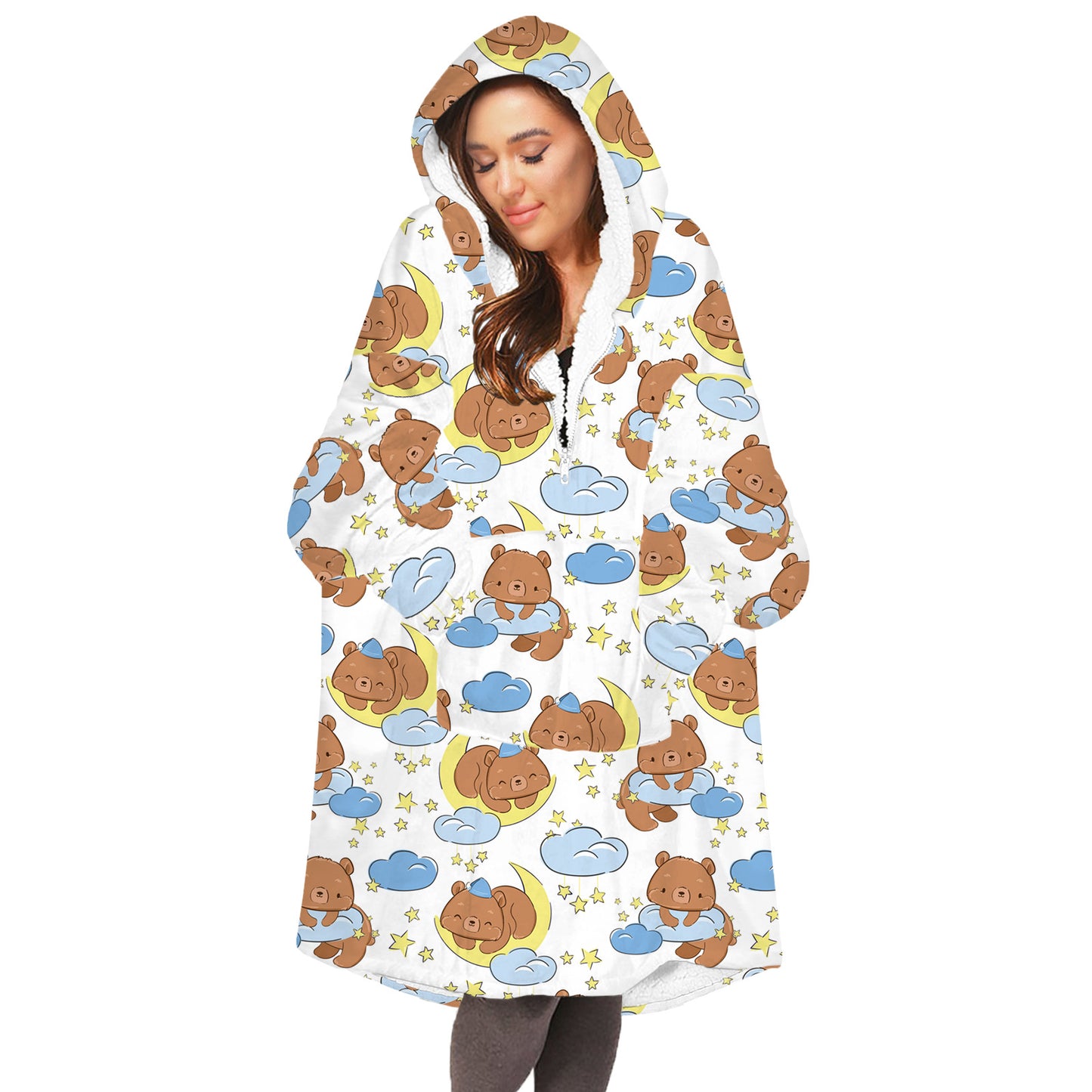 Soft Bee Print Lazy Wearable Watching TV Blanket