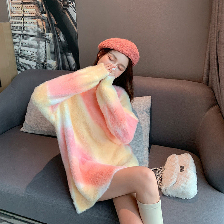 Lovely Dyed Soft Knitting Sweater Tops