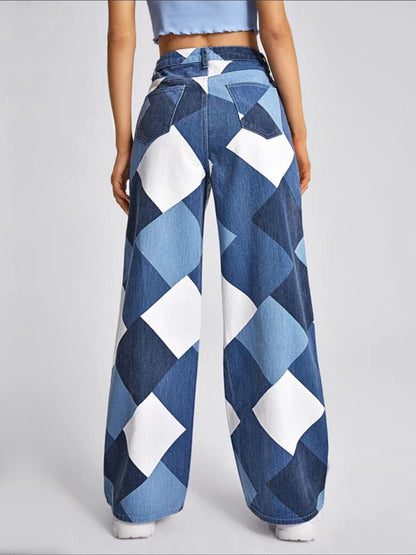 Casual High Waist Women Denim Wide Leg Pants