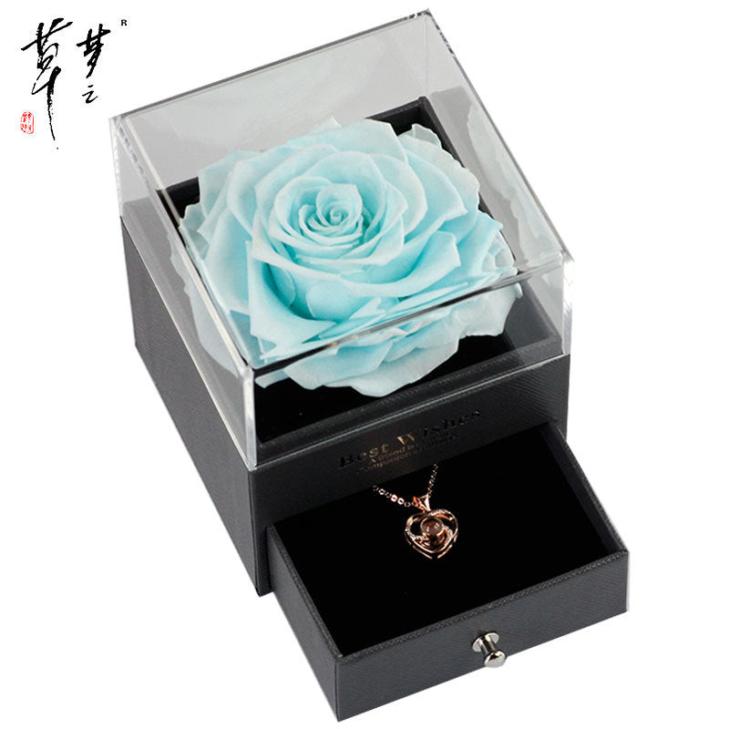 Valentine's Day Gifts Preserved Forever Flowers and Necklace Sets
