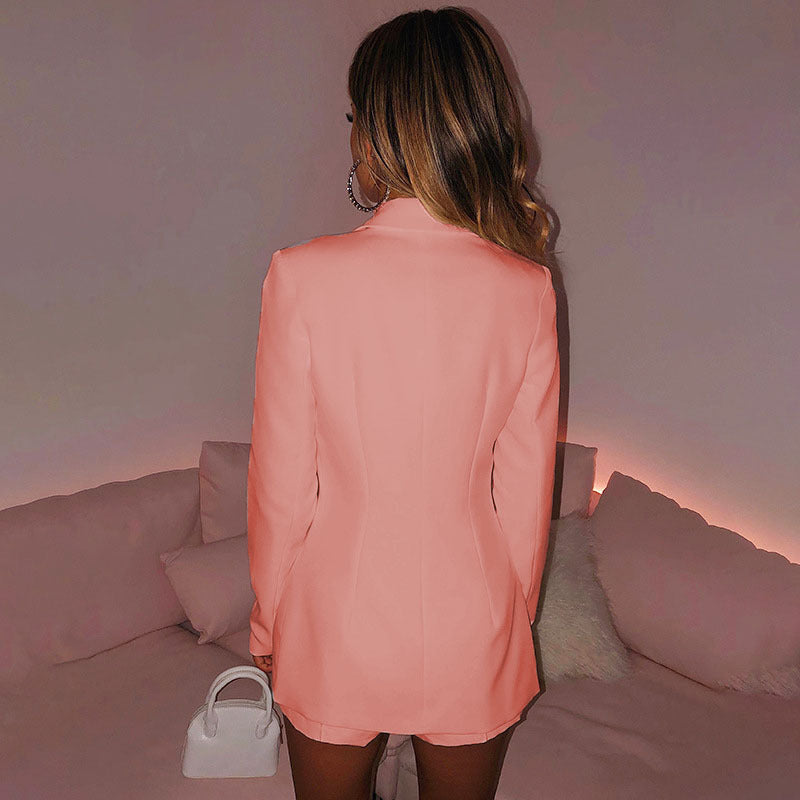 Fashion Turnover Colar Classy Two Pieces Blazer Suits