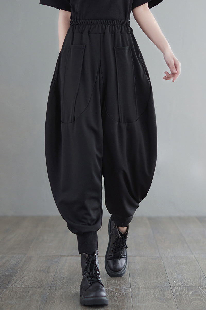 Summer Cotton Black Harem Pants for Girls