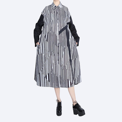 Classy Striped Long Sleeves Shirts Dresses