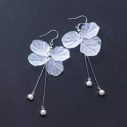 Preserved Fresh Flower Fairy Tassels Dangle Earrings for Women