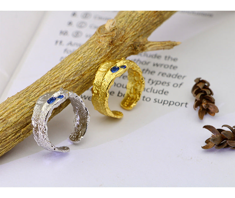 Irregular Wide Design Women Sterling Silver Rings