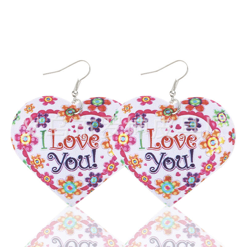 3pcs/Set Pu Leather Sweetheart Design Pink Earrings for Women