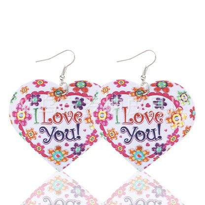 3pcs/Set Pu Leather Sweetheart Design Pink Earrings for Women
