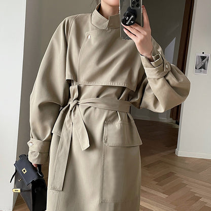 Casual Fashion Women Long Overcoats with Belt