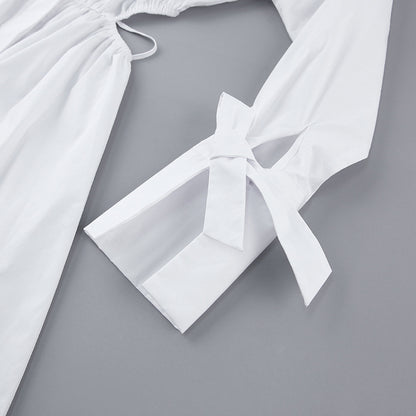 Sexy Waist Baring Long Sleeves Women Short Shirts Dresses