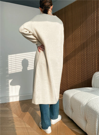 Warm Knitting Split Design Pullover Long Dresses