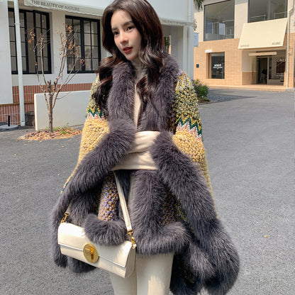 Luxury Designed Knitting Winter Warm Artificial Fox Fur Capes