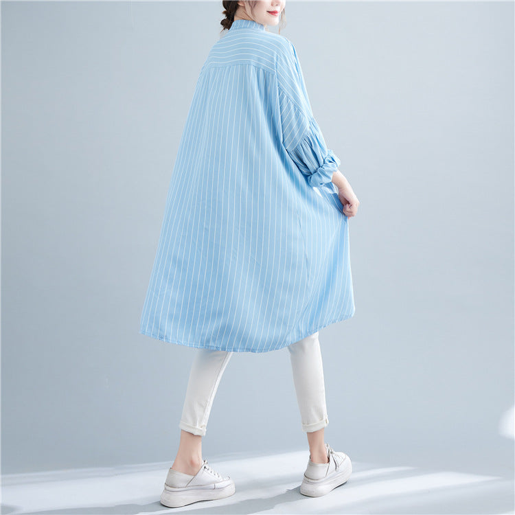 Designed Striped Long Shirts Dresses for Women