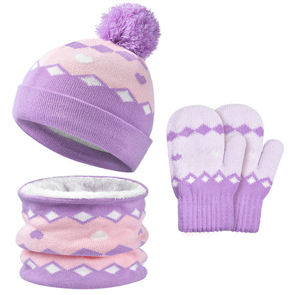 Winter Knitting Hats Gloves Scarfs 3pcs/set