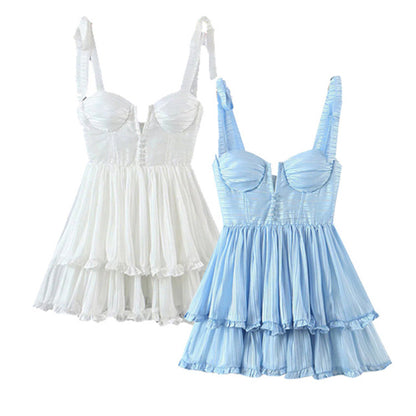 Sweety Summer Cake Style Backless Mini Dresses