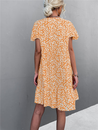 Leisure Floral Print Summer Short Dresses