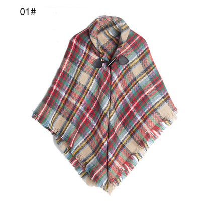 Winter Plaid Cloak Capes for Kids