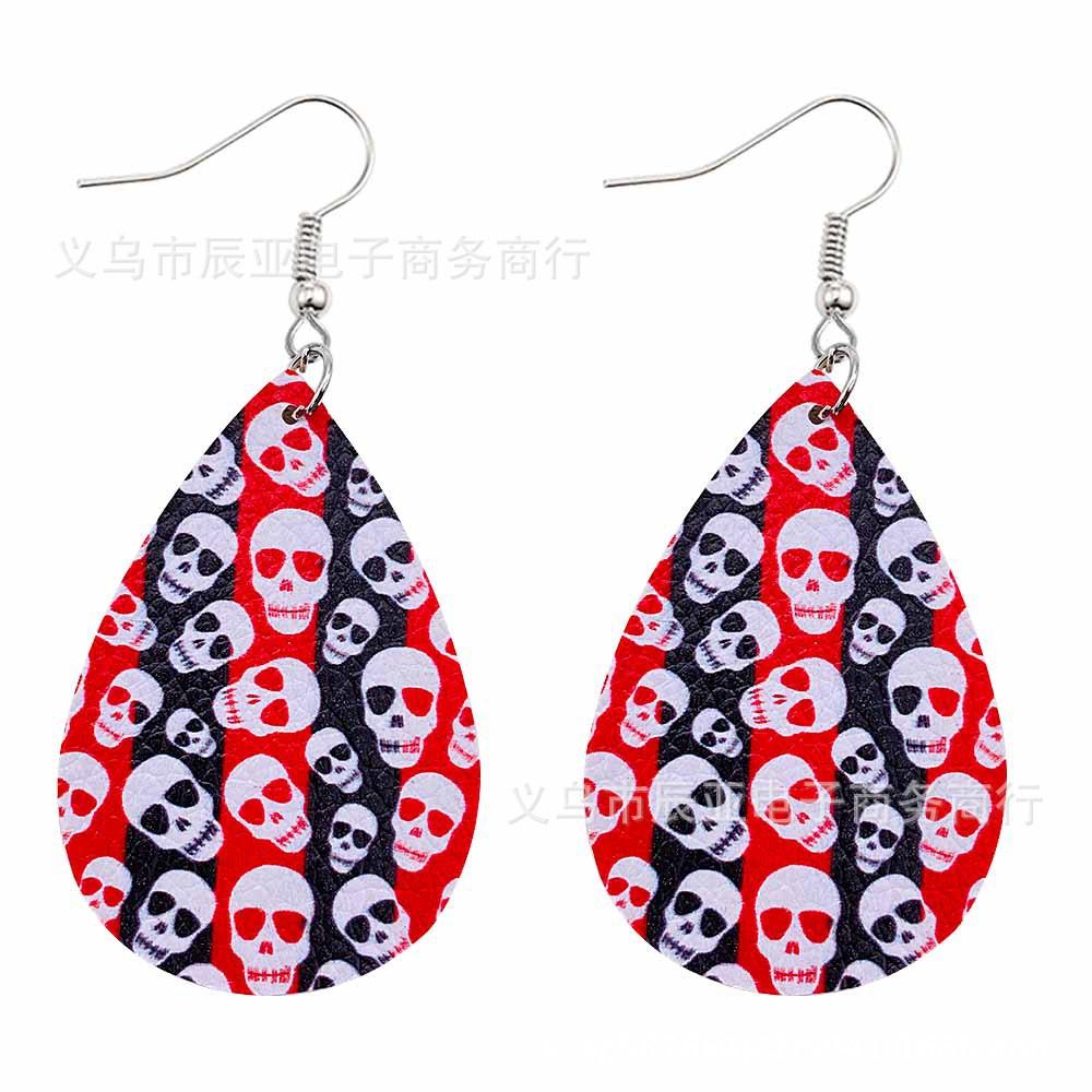 Happy Halloween Skeleton Spider Print Earrings 2 Sets