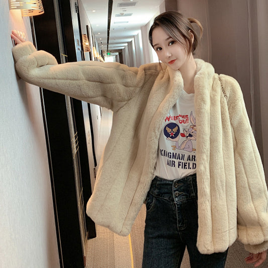 Winter Velvet Artificial Fur Coats for Women