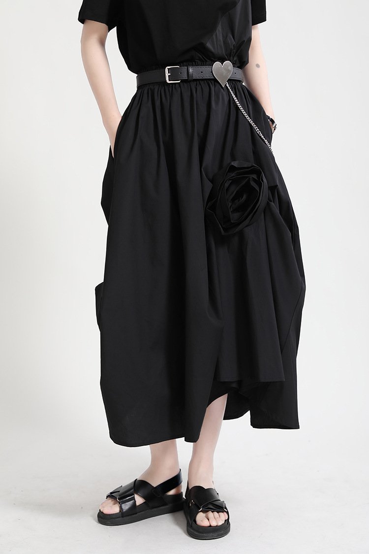 Casual 3D Flower Decoration Women Skirts