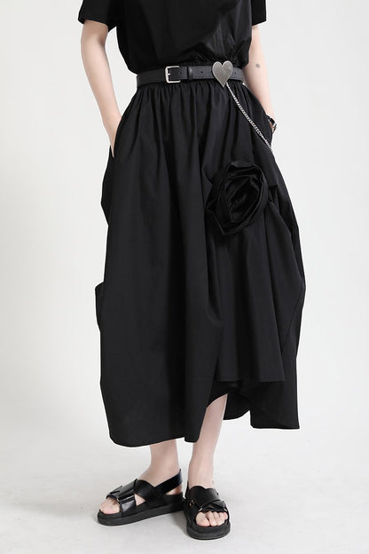 Casual 3D Flower Decoration Women Skirts