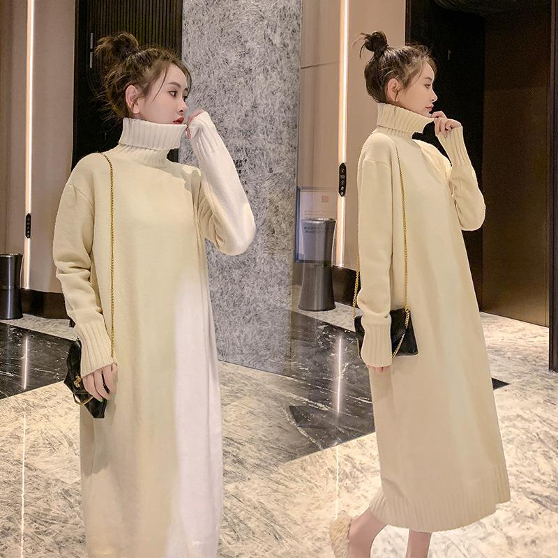 Winter Warm Turtleneck Pullover Long Dresses for Women