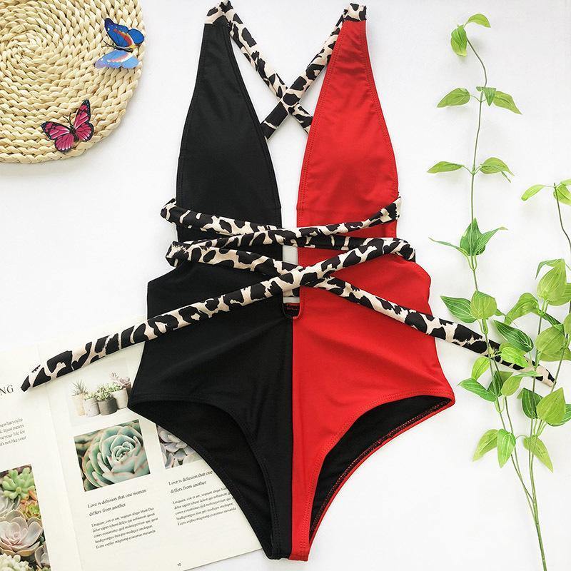 New Sexy V-neck Backless One Piece Swimwear-STYLEGOING