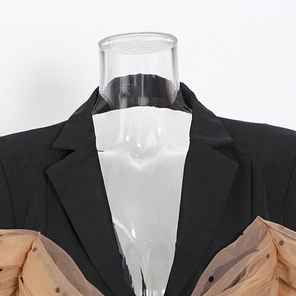 Designed Black Blazer Tops for Women