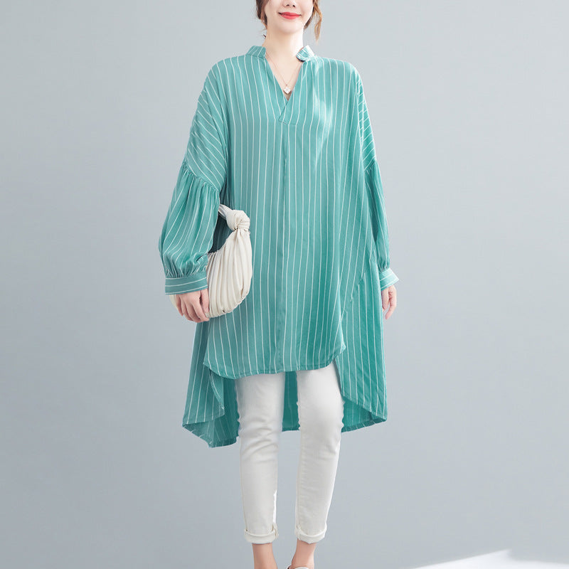 Designed Striped Long Shirts Dresses for Women