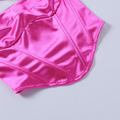 Sexy Satin Backless Vest Crop Tops for Women