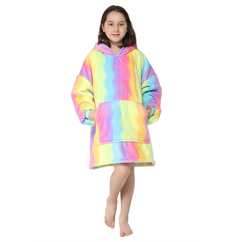 Unicorn Design Velvet Lazy Throw Blanket Sleepwear for Kids