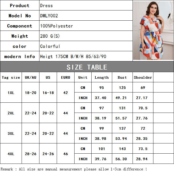 Summer Geometry Designed Plus Sizes Women Dresses