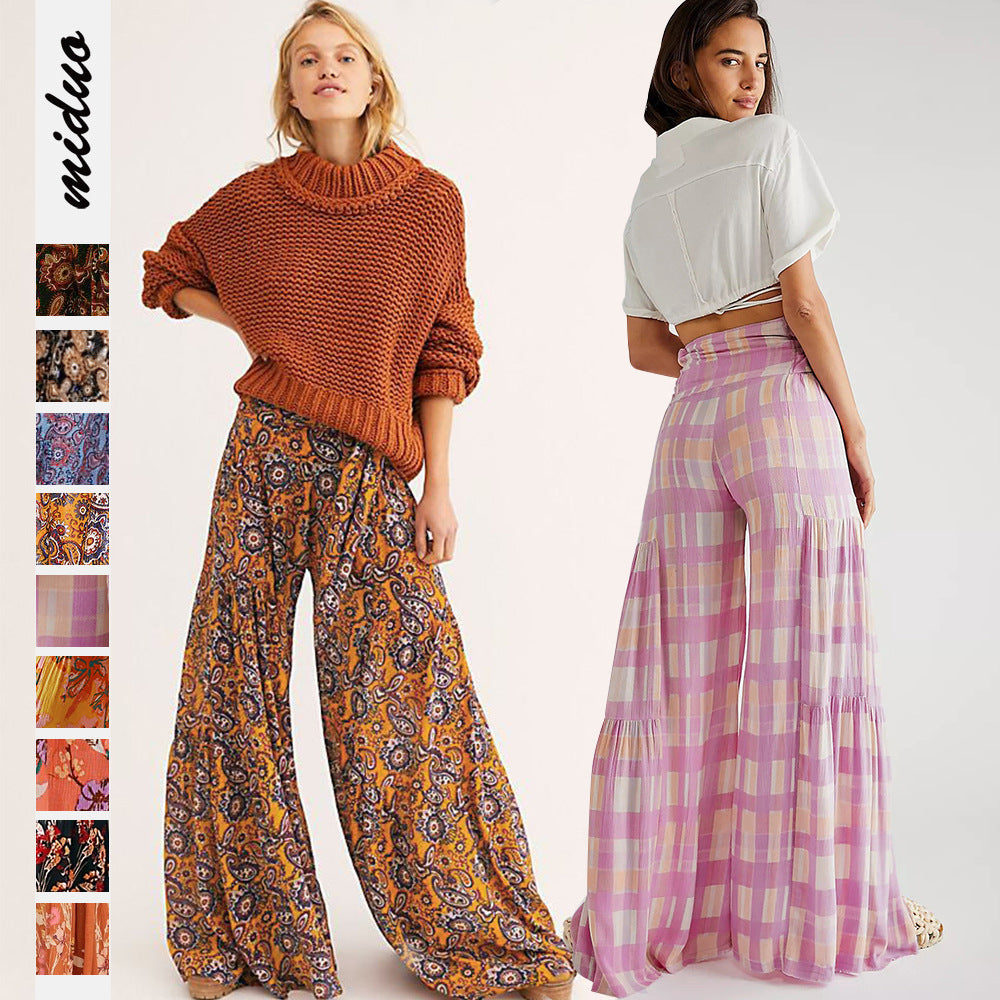 Casual Summer Floral Print Trumpet Pants for Women