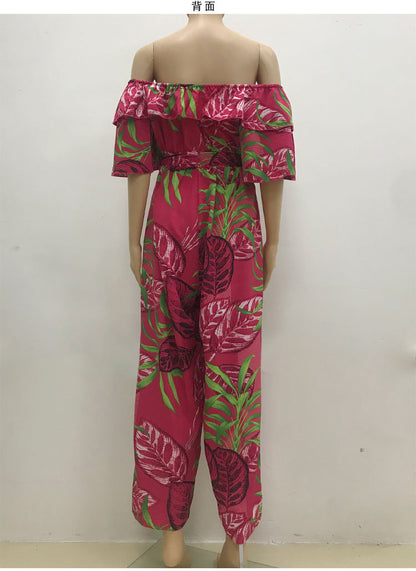 Sexy One Shoulder Chiffon Summer Beach Jumpsuits
