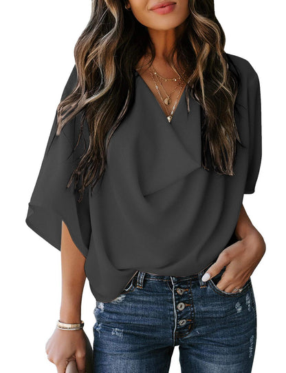 Summer Women Chiffon Leisure Blouses Shirts