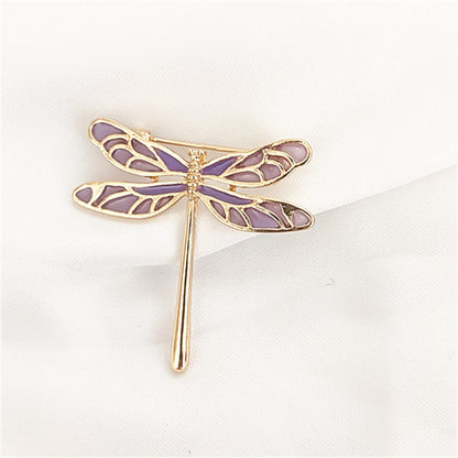 Charming Lilac and Dragonfly Design Brooches for Women