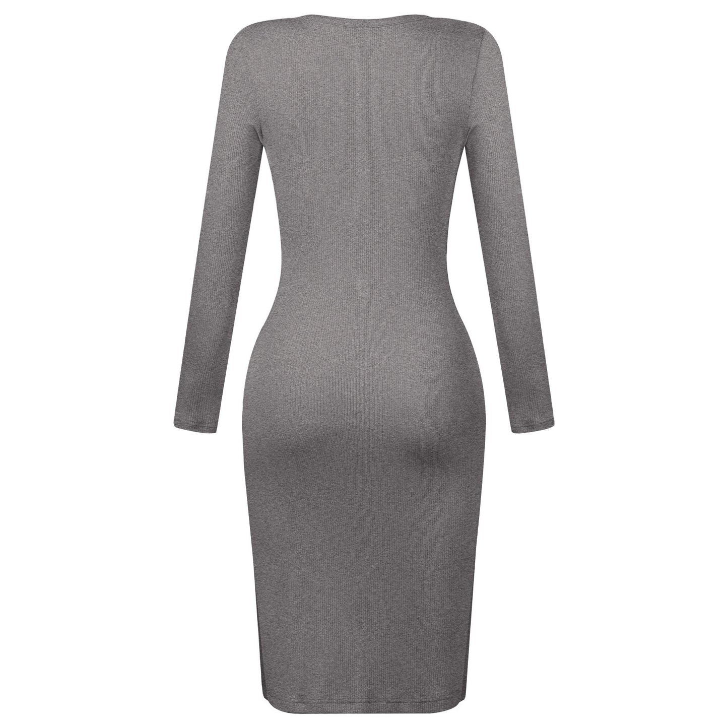 Elegant Button Design Long Sleeves Dresses
