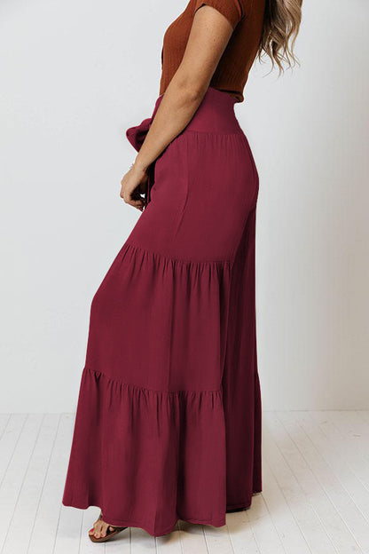 Casual Elastic Waist Wide Legs Pants