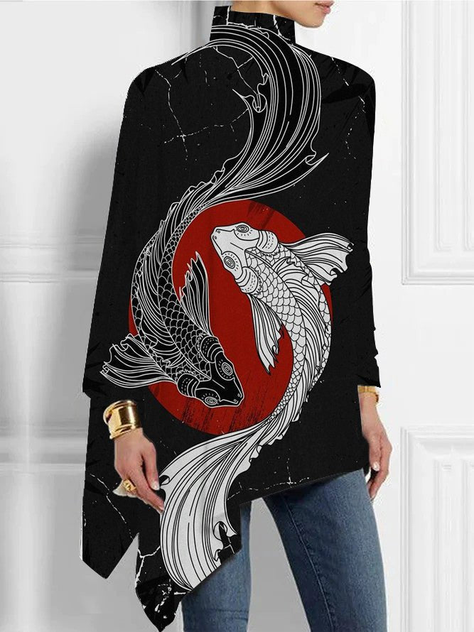 Elegant High Neck Women Long Sleeves T Shirts