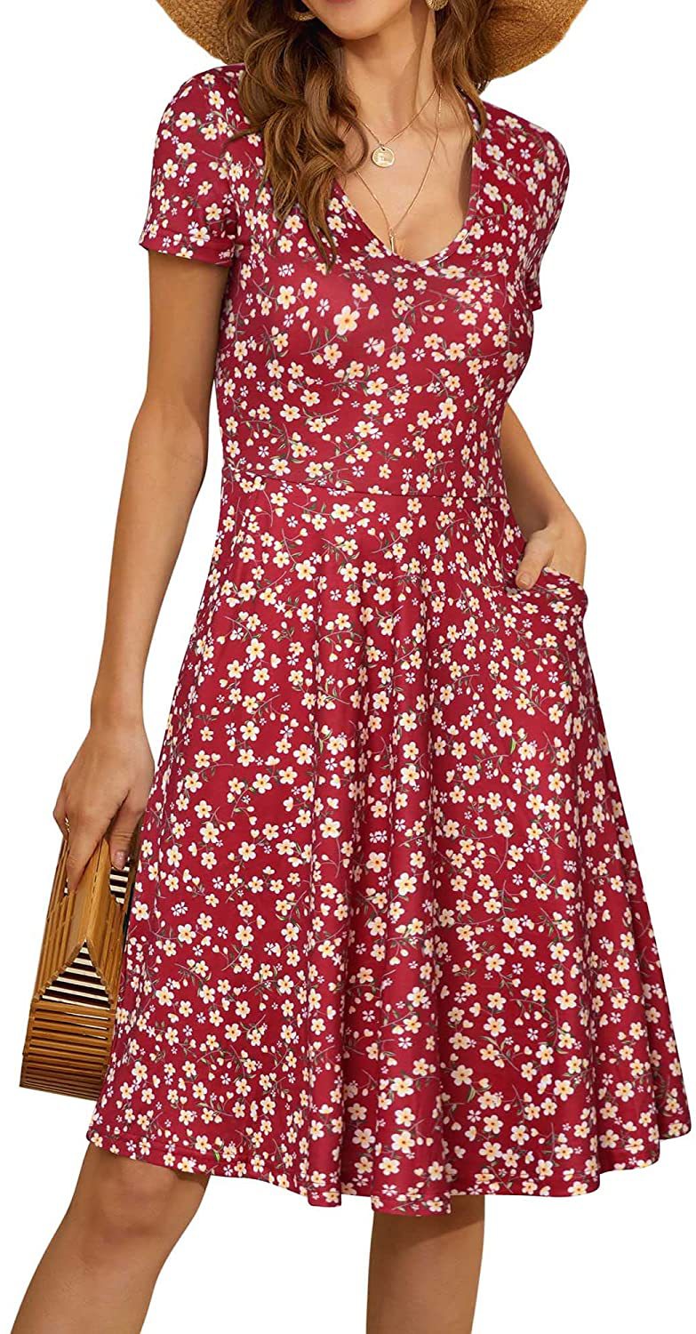 Casual Summer Sunflower Print Daily Women Sun Dresses