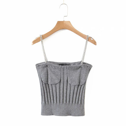 Autumn Women Knitted Straps&sweater Sets