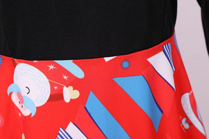 Red V Neck Long Sleeves Christmas Dresses