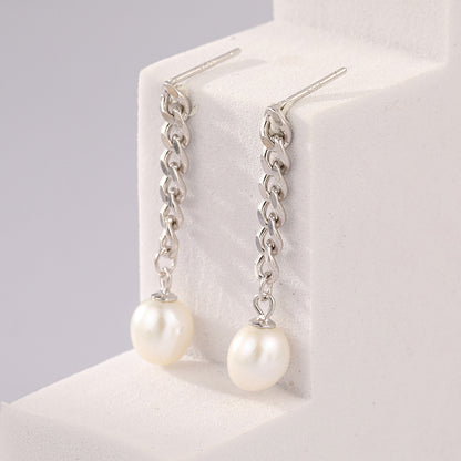 Fashion Sterling Silver Tassel Earring with Pearl E1335