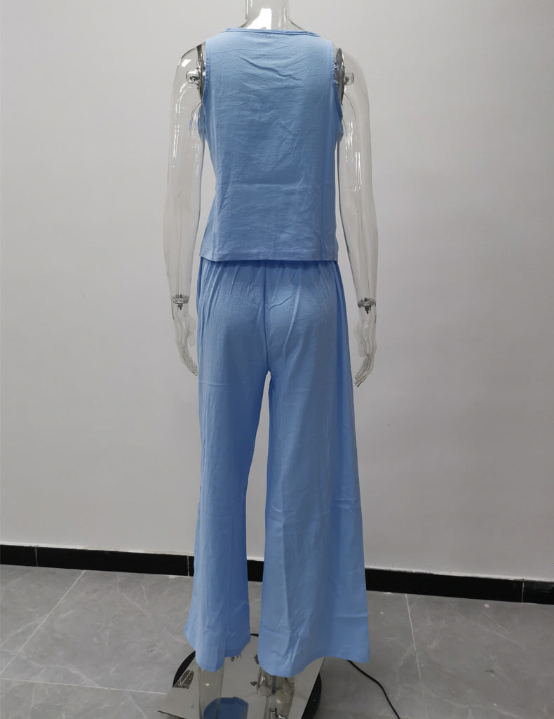 Leisure Summer Women Two Pieces Sleeves Tops and Pants