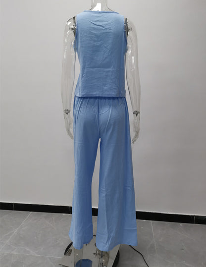 Leisure Summer Women Two Pieces Sleeves Tops and Pants