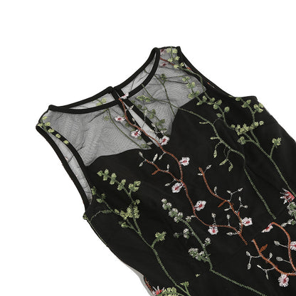Vintage Sleeveless Embroidery Dresses