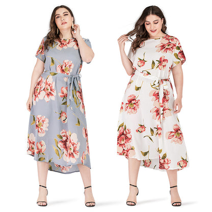 Women Short Sleeves Plus Sizes Long Dresses